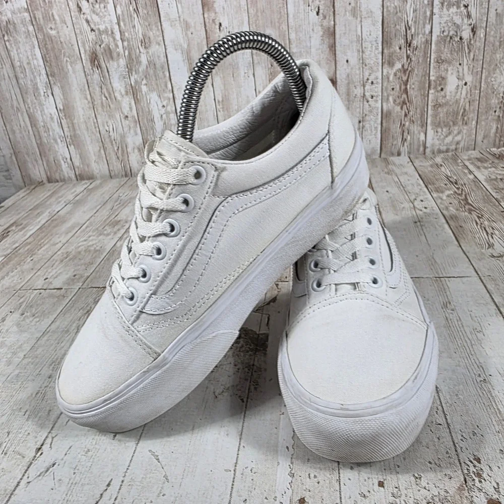 Vans Old Skool Stacked Platform Sneakers Womens 6.5 True White Canvas